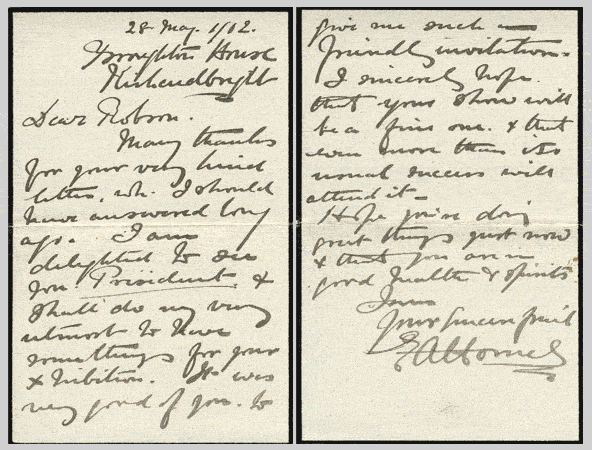 Letter from E.A.Hornel, Broughton House, Kirkcudbright, 