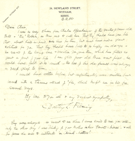 Letter from Dorothy Fleming, 13th December 