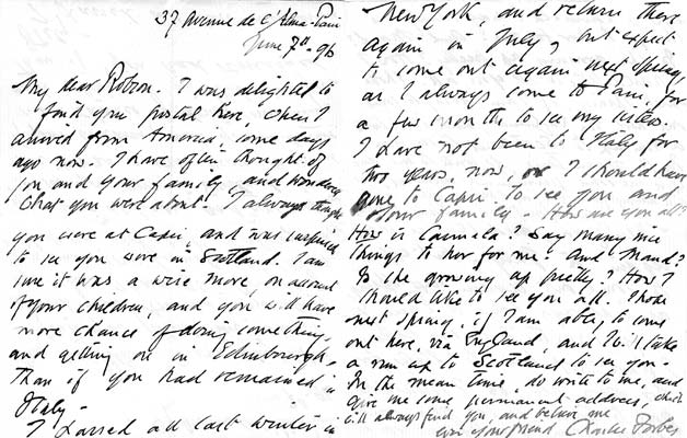 Letter to William Robson form Charles Forbes, 7th June 1896